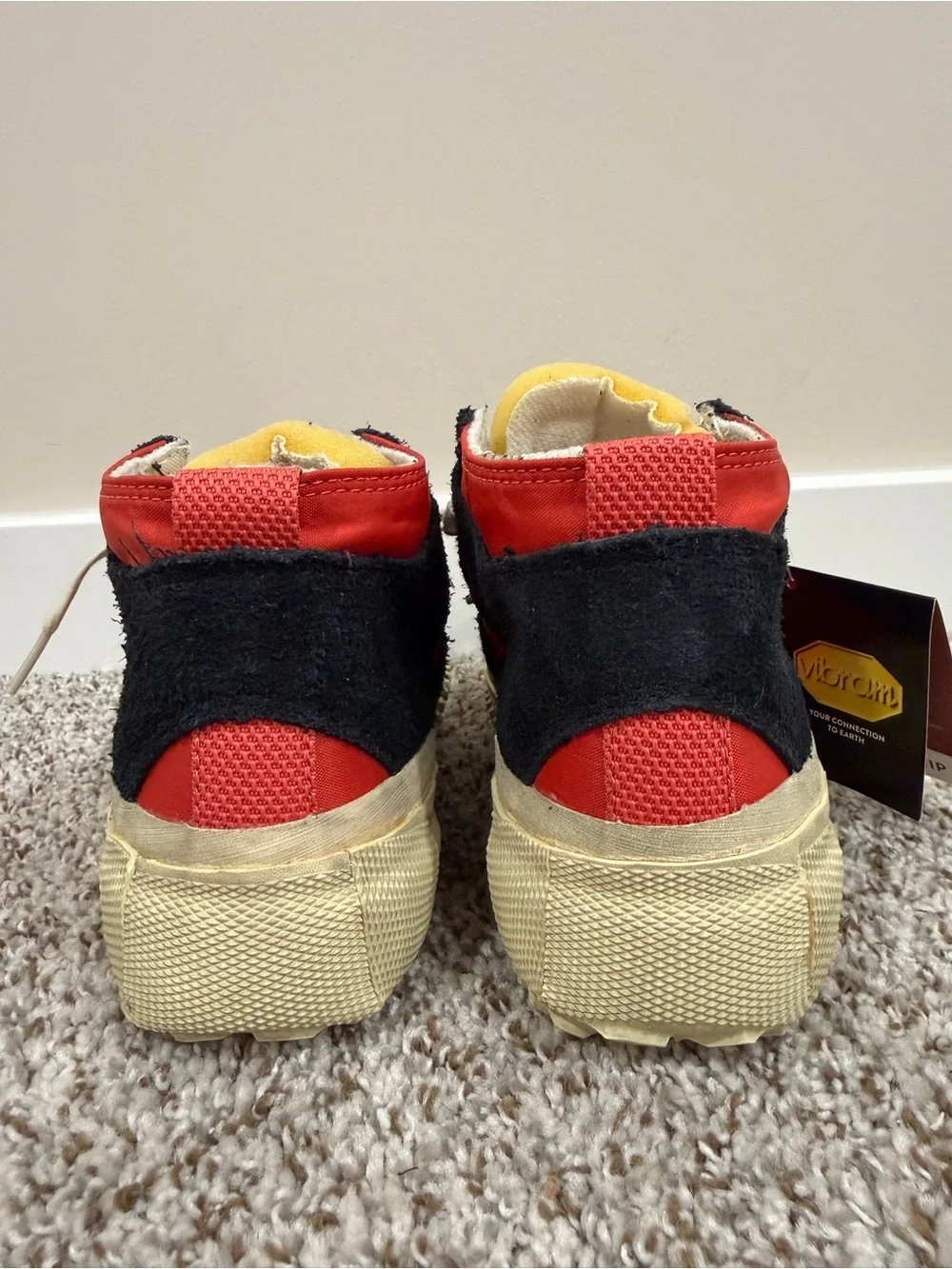 Vibram High-Top Sneakers in Black, Red, and Cream